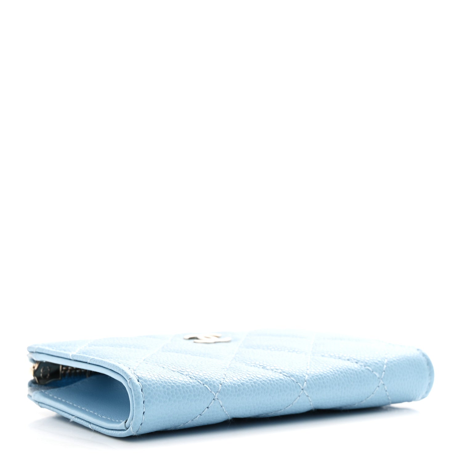 Chanel Caviar Quilted Zipped Key Holder Case Light Blue 4 of 8