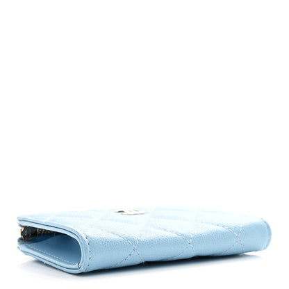 Chanel Caviar Quilted Zipped Key Holder Case Light Blue 4 of 8