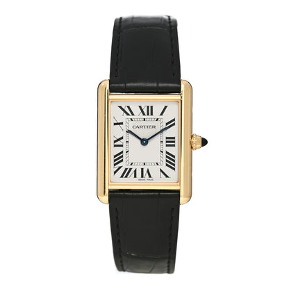 Cartier 18K Yellow Gold Alligator 26mm Tank Louis Quartz Watch 1 of 5