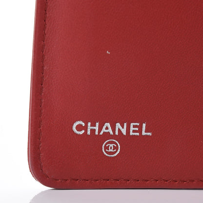 Chanel Lambskin Camellia Embossed Yen Wallet Dark Red 6 of 8