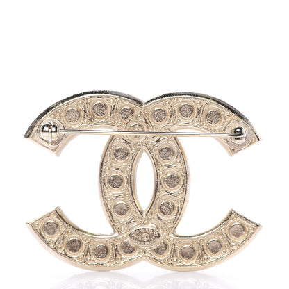 Chanel Pearl Crystal CC Brooch Gold 3 of 5