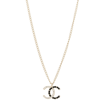 Chanel Lambskin Crystal CC Chain Necklace Gold Black 1 of 6