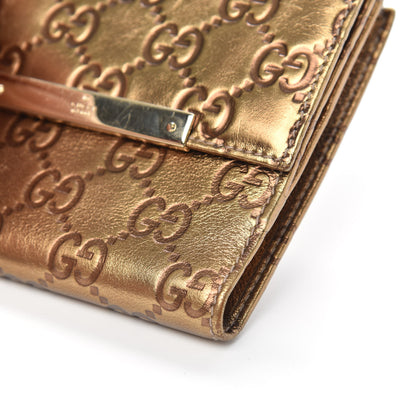 Gucci Metallic Guccissima Metal Bar French Flap Wallet Gold 9 of 9