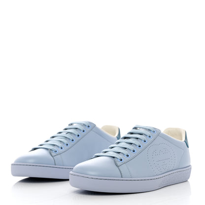 Gucci Calfskin Interlocking G Perforated Womens Ace Sneakers 36.5 Porcelain Light Blue Zaffiro 3 of 9