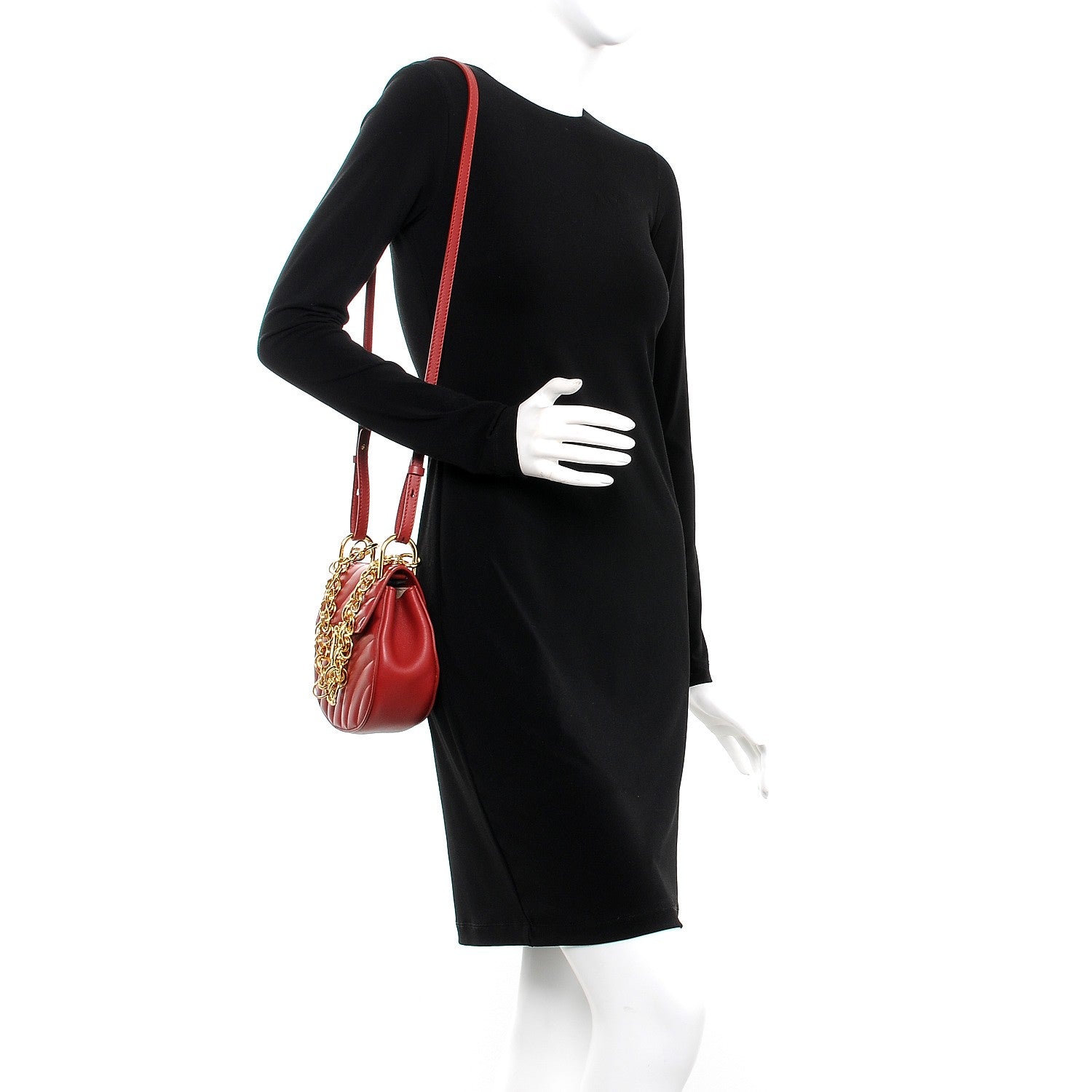 Chloe Calfskin Quilted Mini Drew Bijou Shoulder Bag Dahlia Red 2 of 8