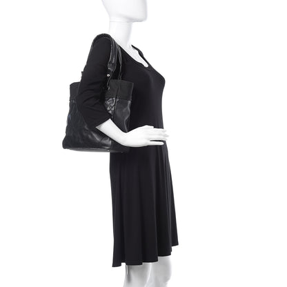 Chanel Coated Canvas Quilted Small Paris Biarritz Tote Black 2 of 22