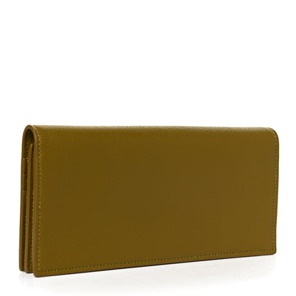 Saint Laurent Grained Calfskin Foldover Monogram Wallet Olive 3 of 10