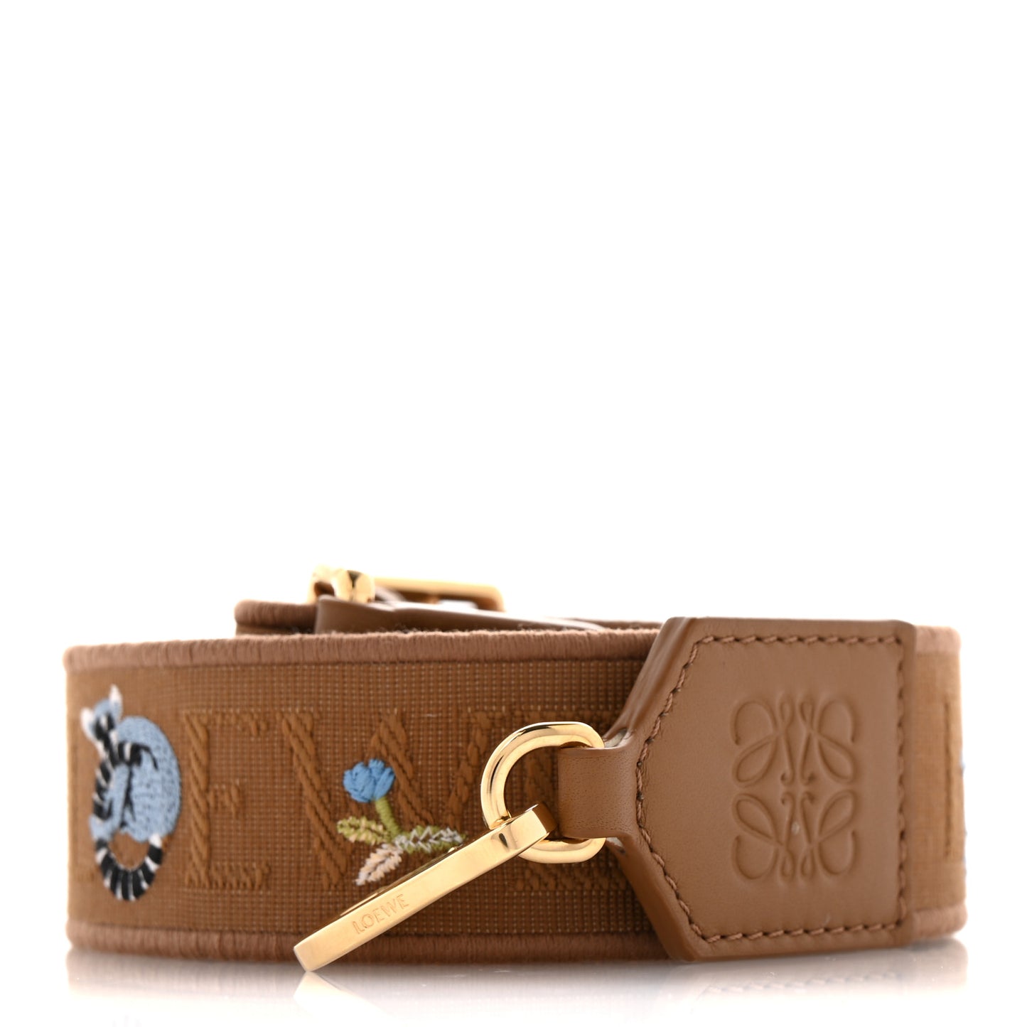 X SUNA FUJITA Calfskin Lemur Jacquard Anagram Strap Oak