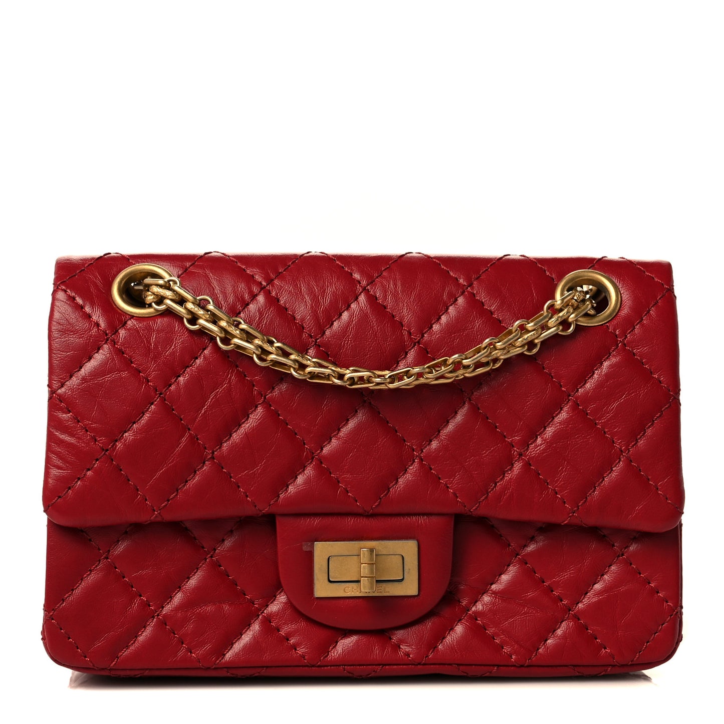 Aged Calfskin Quilted 2.55 Reissue Mini Flap Red