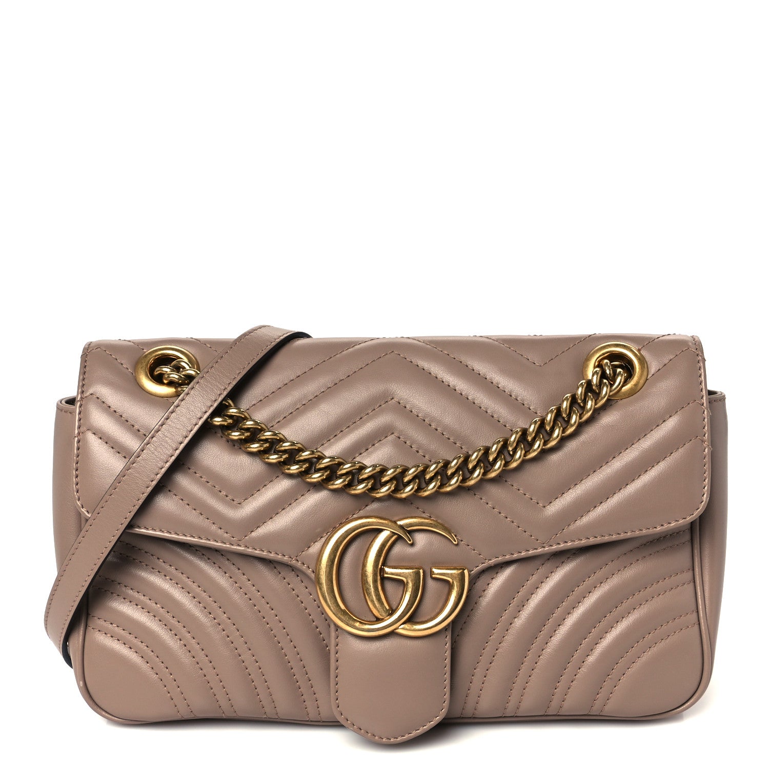 Gucci Calfskin Matelasse Small GG Marmont Shoulder Bag Porcelain Rose 1 of 11