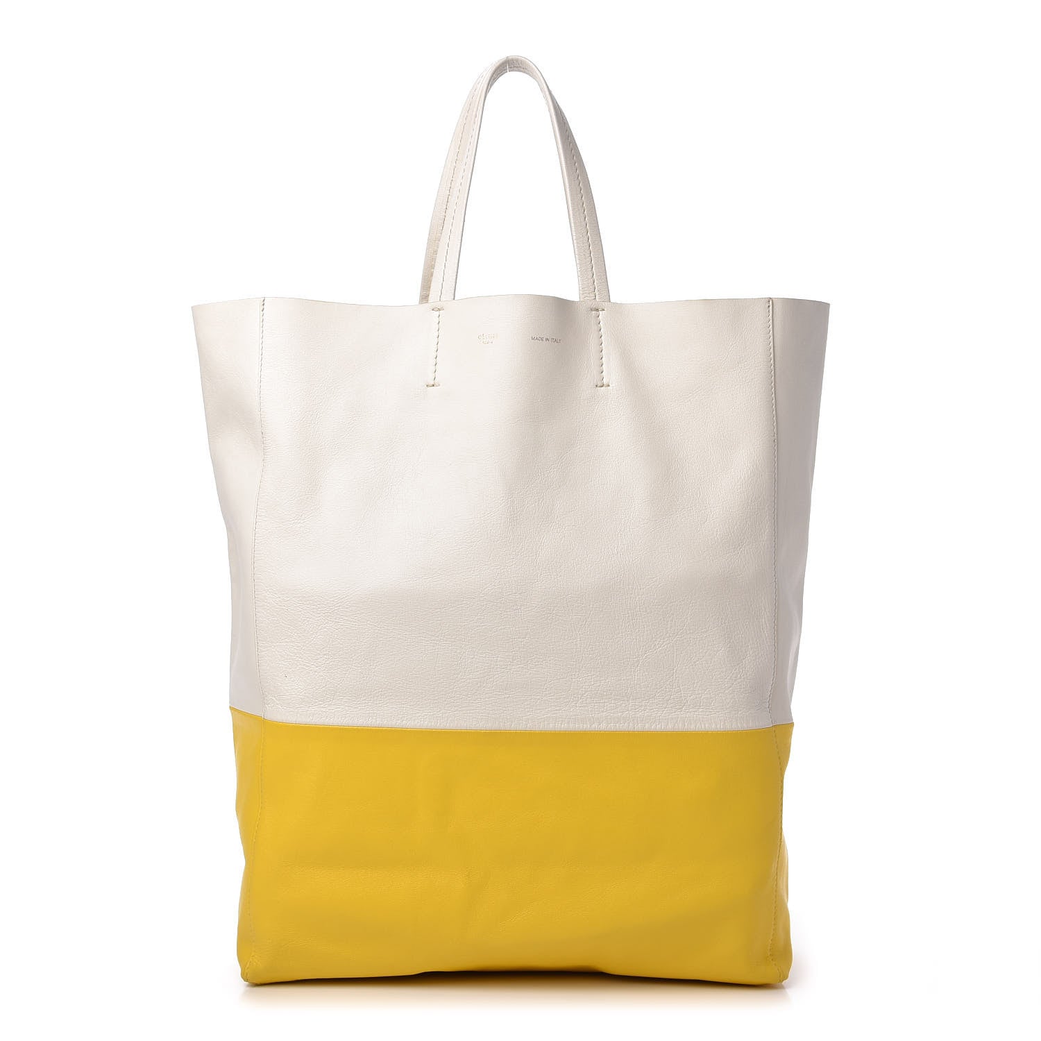 Celine Lambskin Vertical Bi-Cabas White Sun Yellow 1 of 9