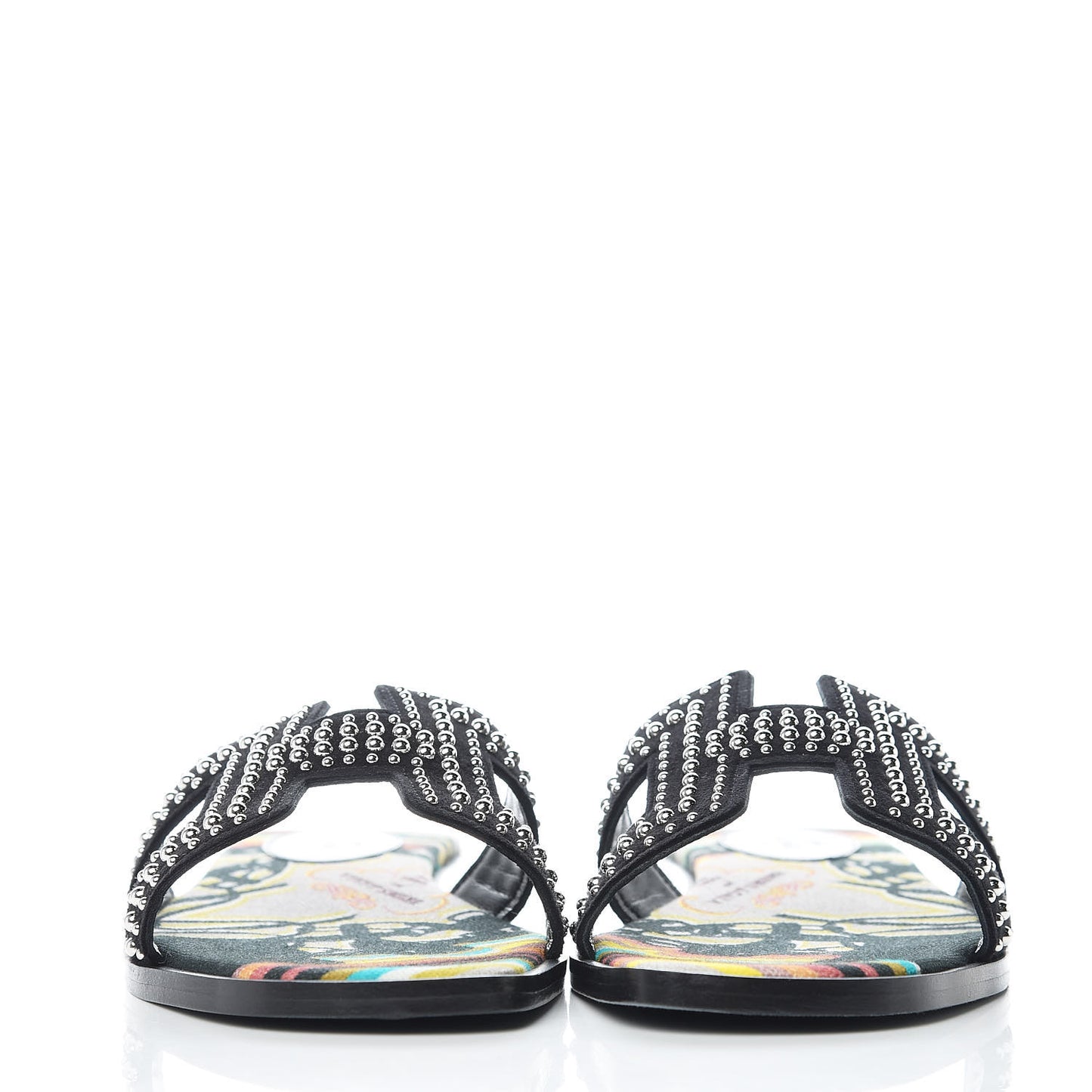 Suede Goatskin Studded Oran Sandals 36 Black