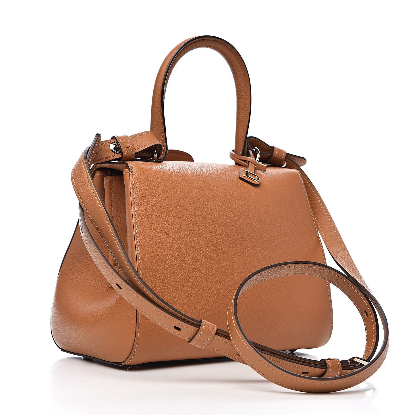 Grained Calfskin Mini Brillant Satchel Natural
