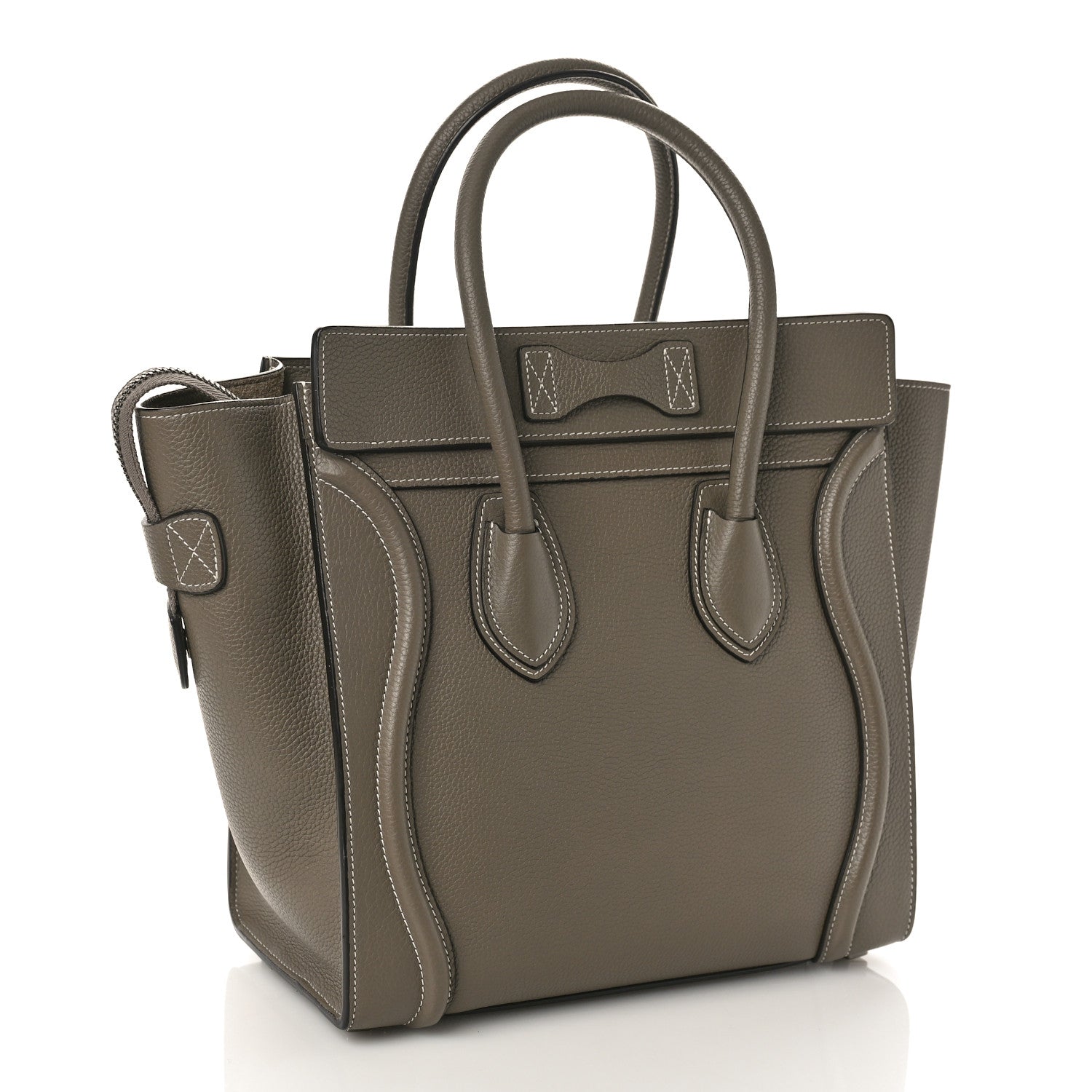Celine Drummed Calfskin Micro Luggage Souris 3 of 8