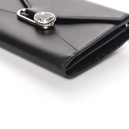 Alexander McQueen Calfskin Crystal Pin Envelope Wallet On Chain Black 6 of 11