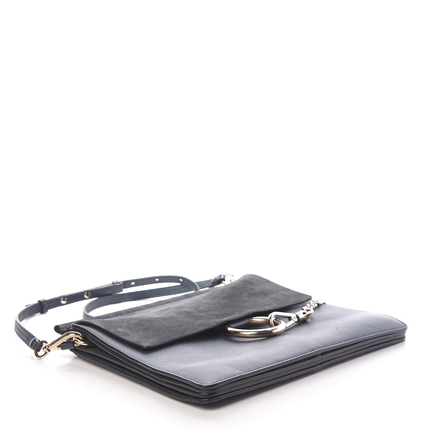 Chloe Suede Calfskin Medium Faye Shoulder Bag Silver Blue 4 of 11