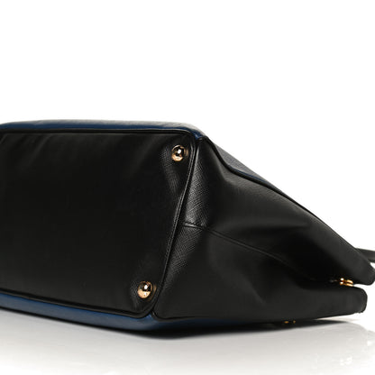 Prada Saffiano Lux Bi-Color Medium Galleria Double Zip Tote Bluette Black 10 of 15