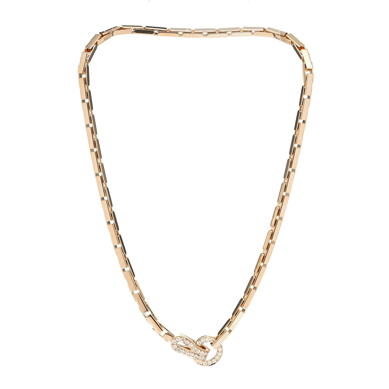Cartier 18K Yellow Gold Diamond Agrafe Link Necklace 6 of 8