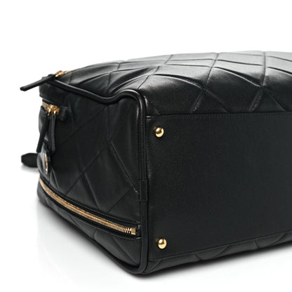 Chanel Shiny Grained Calfskin Quilted Large Travel Bowling Bag Black 9 of 10