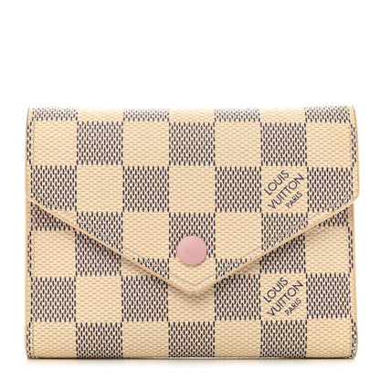 Louis Vuitton Damier Azur Victorine Wallet Rose Ballerine 1 of 8