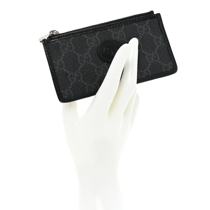 Gucci GG Supreme Monogram Azalea Calfskin Retro Interlocking G Coin Case Card Holder Black 2 of 8