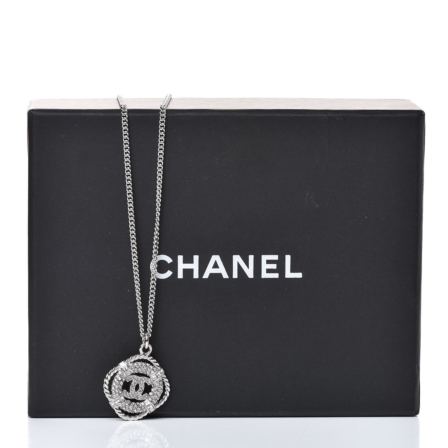 Chanel Crystal CC Life Float Necklace Silver 7 of 7