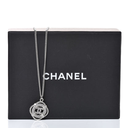 Chanel Crystal CC Life Float Necklace Silver 7 of 7