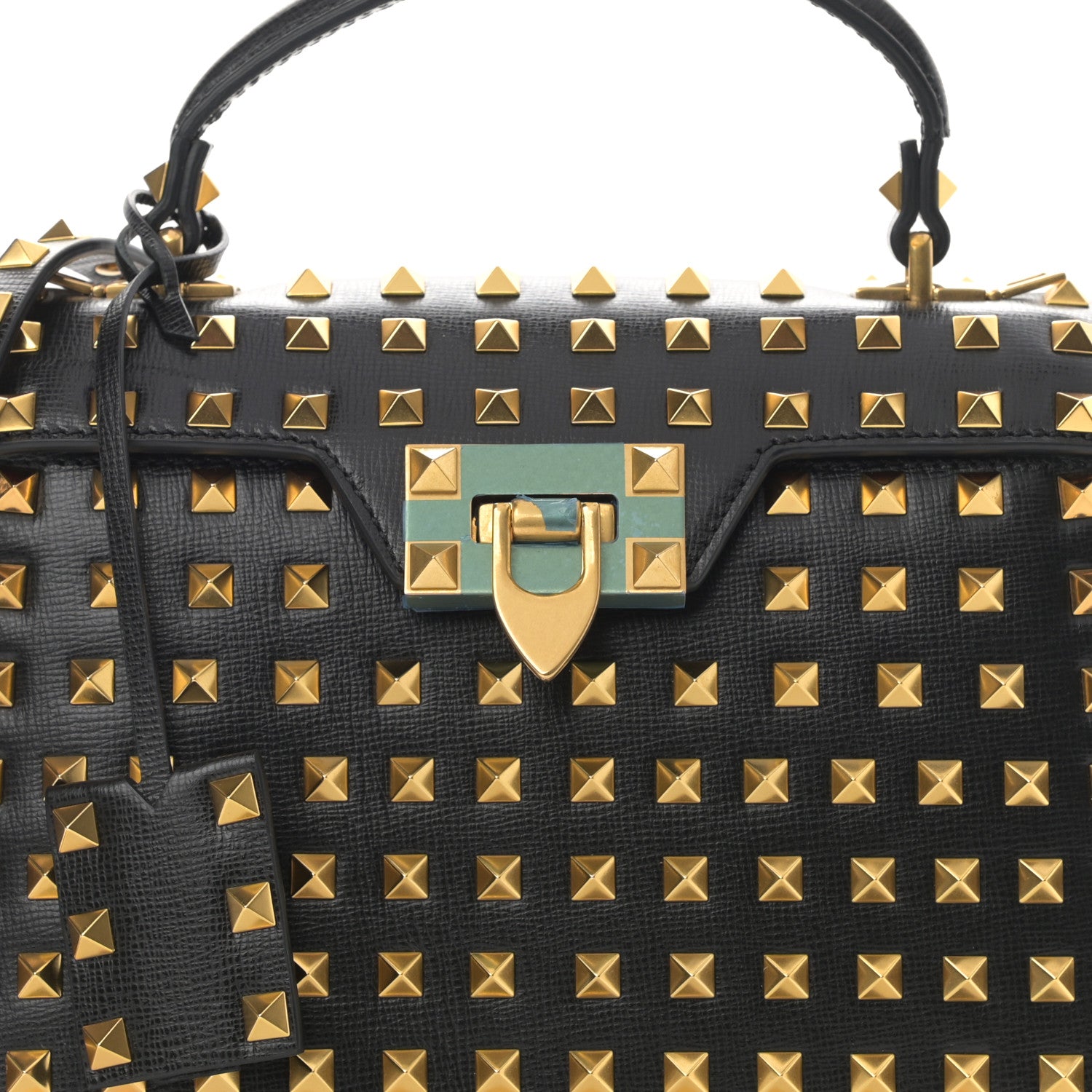 Valentino Garavani Grainy Calfskin Small Rockstud Allover Alcove Top-Handle Flap Bag Black 6 of 10
