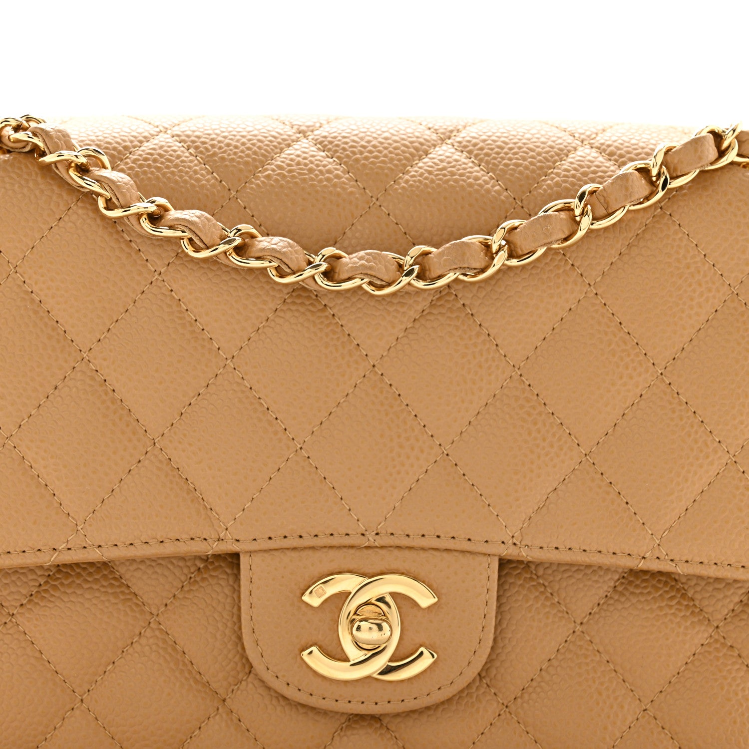 Chanel Caviar Quilted Medium Double Flap Beige 8 of 13