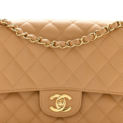 Chanel Caviar Quilted Medium Double Flap Beige 8 of 13