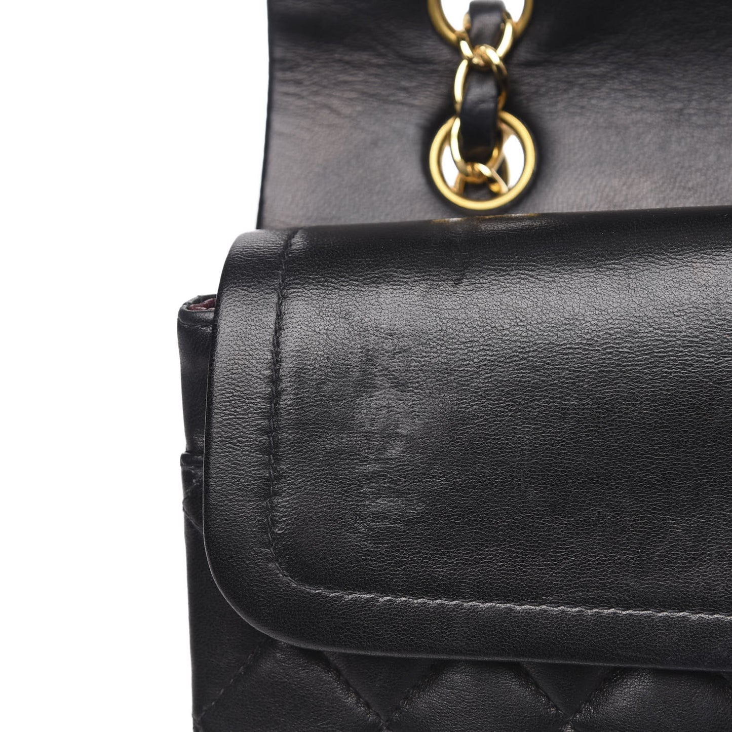 Lambskin Quilted Medium Double Flap Black