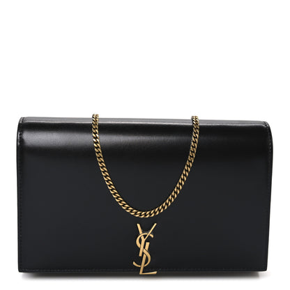 Saint Laurent Glossy Calfskin Monogram Chain Wallet Black 1 of 10