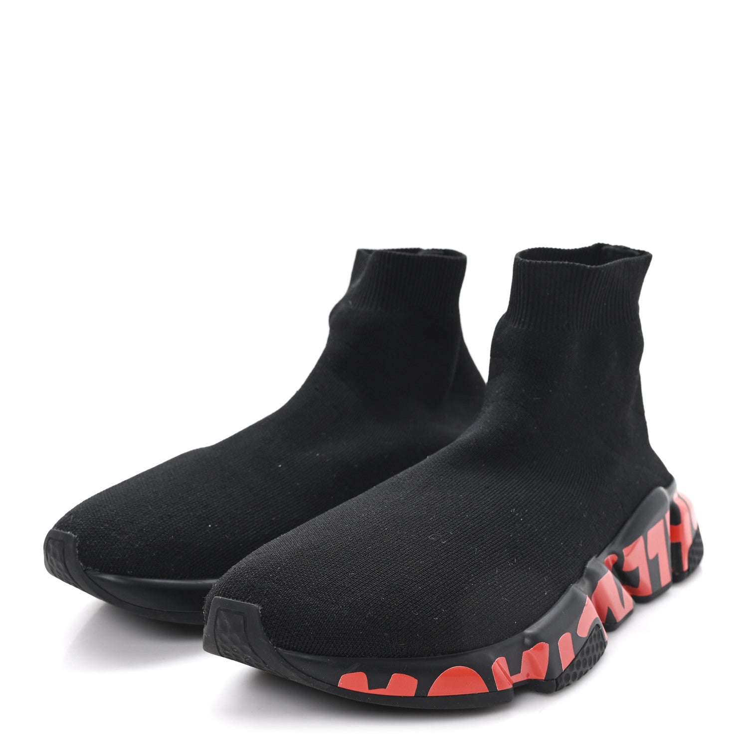 Balenciaga Neoprene Knit Womens Speed Graffiti Sneakers 40 Black Red 4 of 10