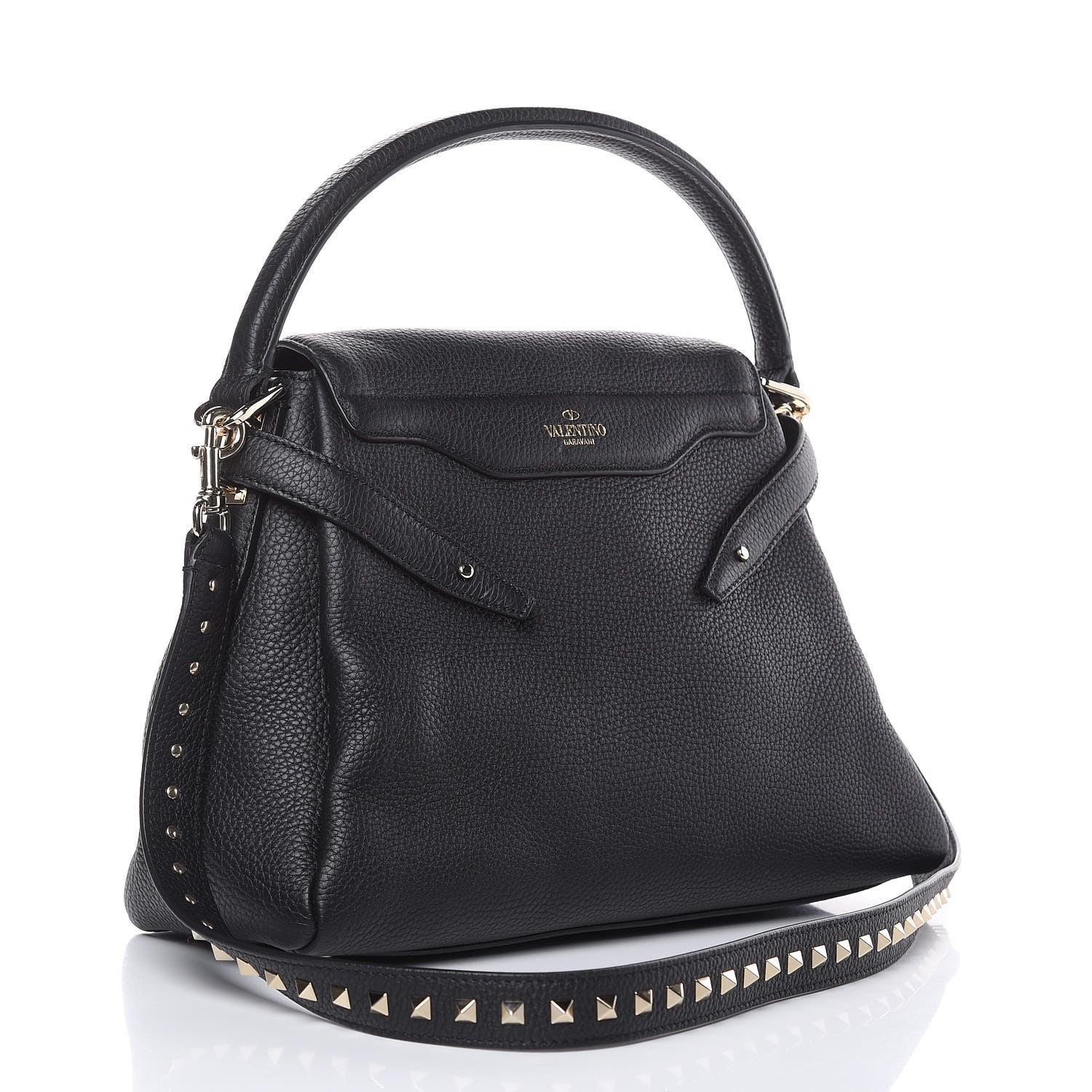 Valentino Garavani Grained Lagun Calfskin Rockstud Twiny Top Handle Bag Black 3 of 10