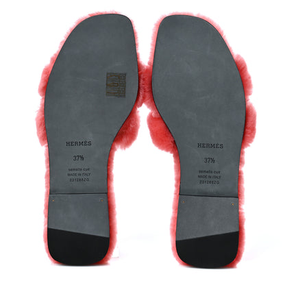 Hermes Woolskin Oran Sandals 37.5 Rose Du Desert 5 of 8