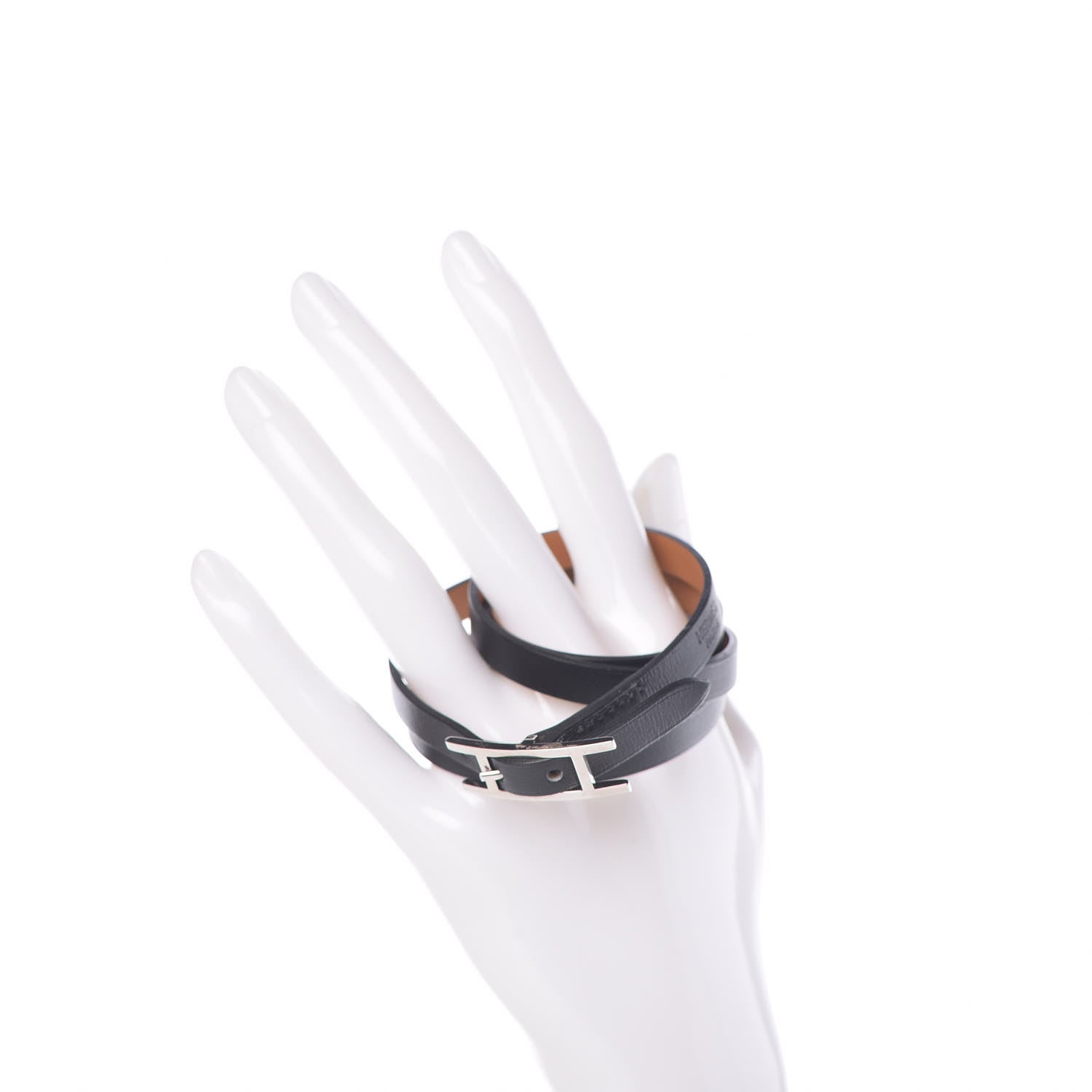 Hermes Chamonix Hapi 3MM Triple Tour Bracelet S Black 2 of 6