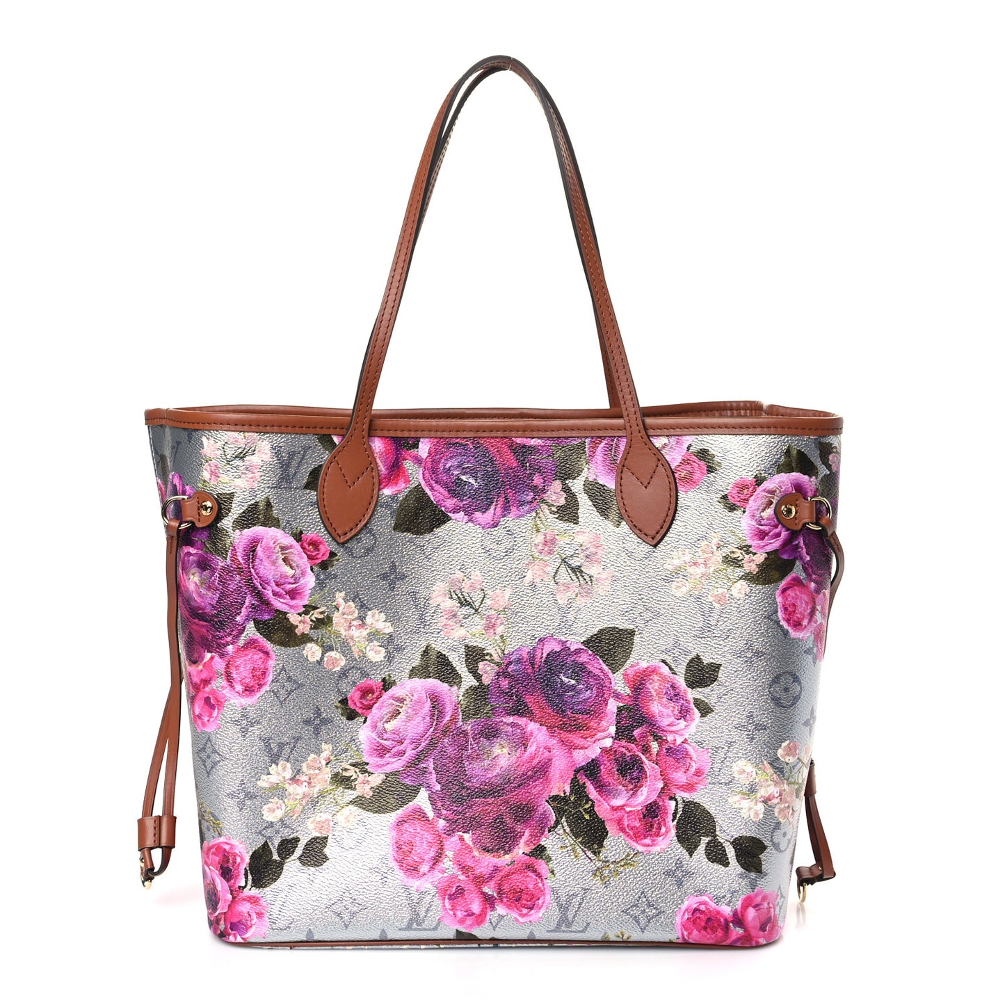 Metallic Monogram LV Garden Neverfull MM Silver