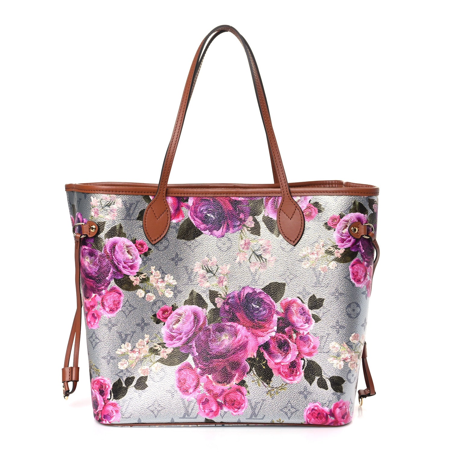 Louis Vuitton Metallic Monogram LV Garden Neverfull MM Silver 3 of 9