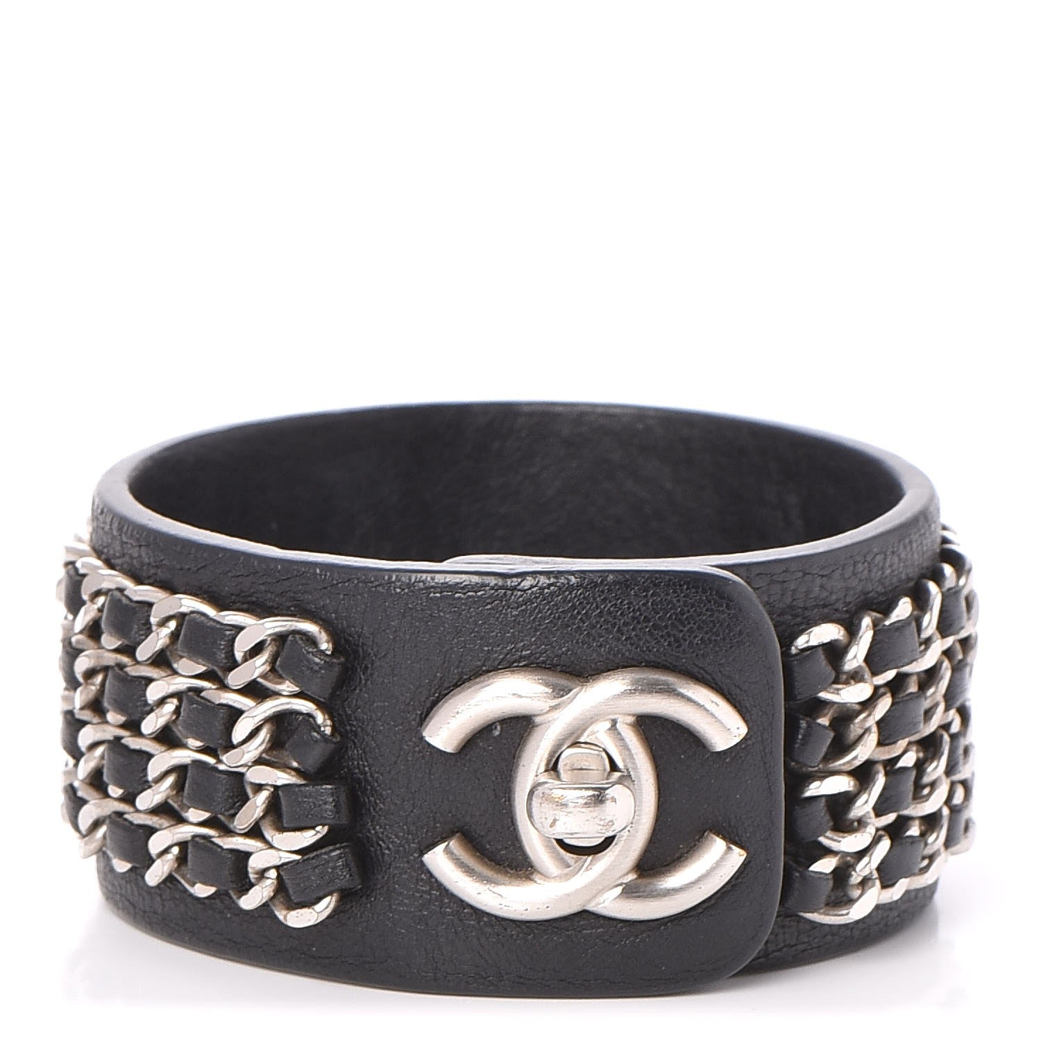 Chanel Calfskin CC Chain Turnlock Bracelet L Black 1 of 5