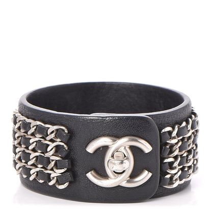 Chanel Calfskin CC Chain Turnlock Bracelet L Black 1 of 5