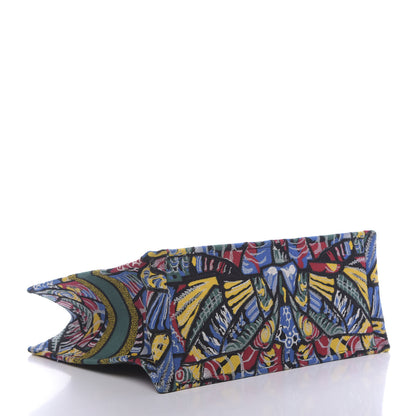 Christian Dior Canvas Embroidered Butterfly Book Tote Black Multicolor 4 of 10