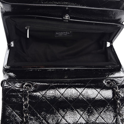 Chanel Distressed Patent Quilted Small Ritz Flap Bag Black 6 of 10