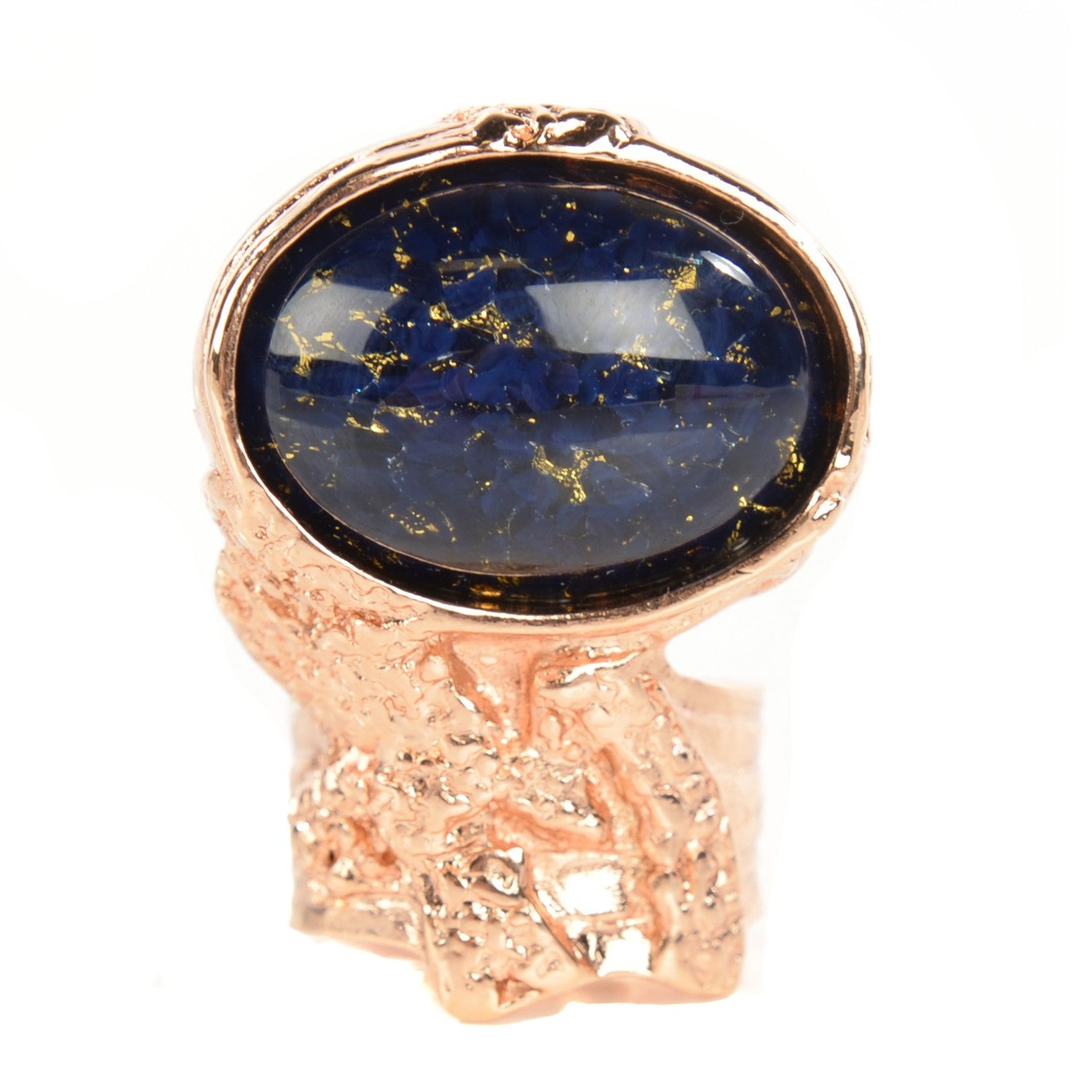 Saint Laurent Glass Cabochon Arty Ovale Ring 7 Rose Gold Lapis 1 of 5