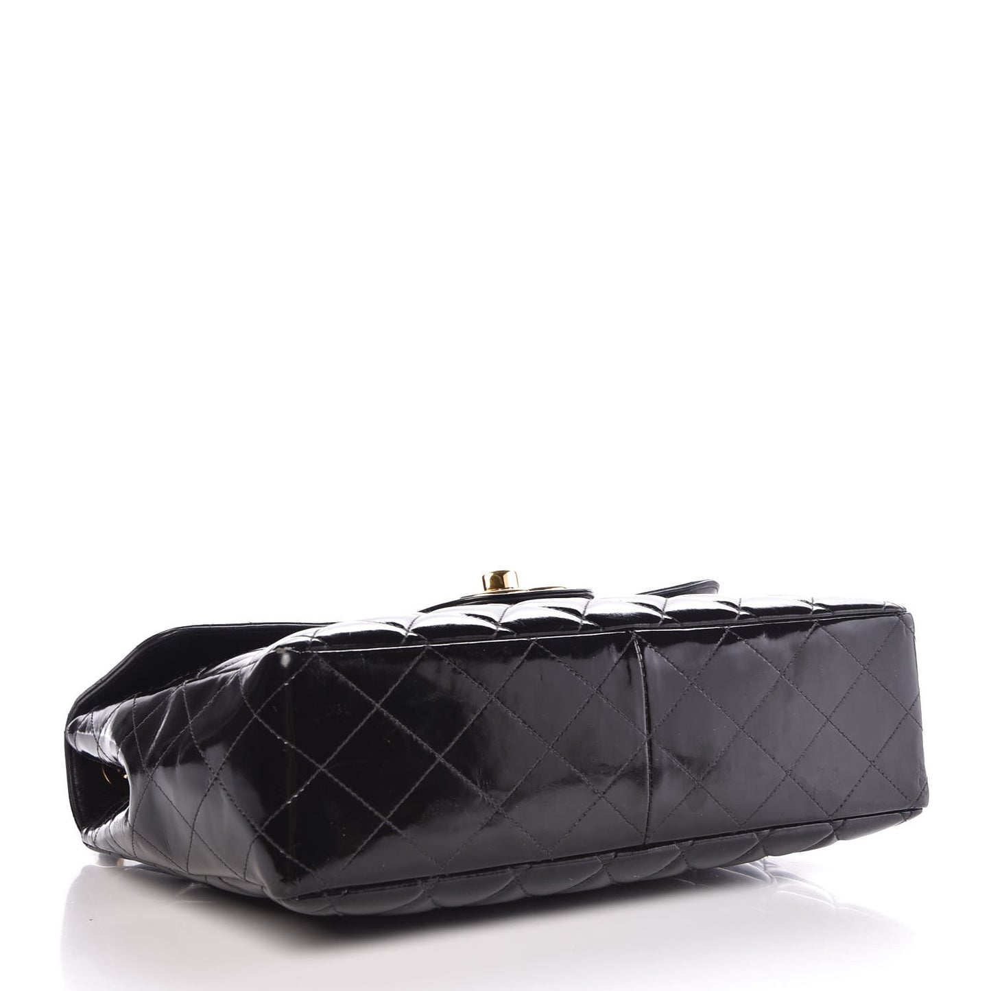 Patent Quilted Jumbo Single Flap Black