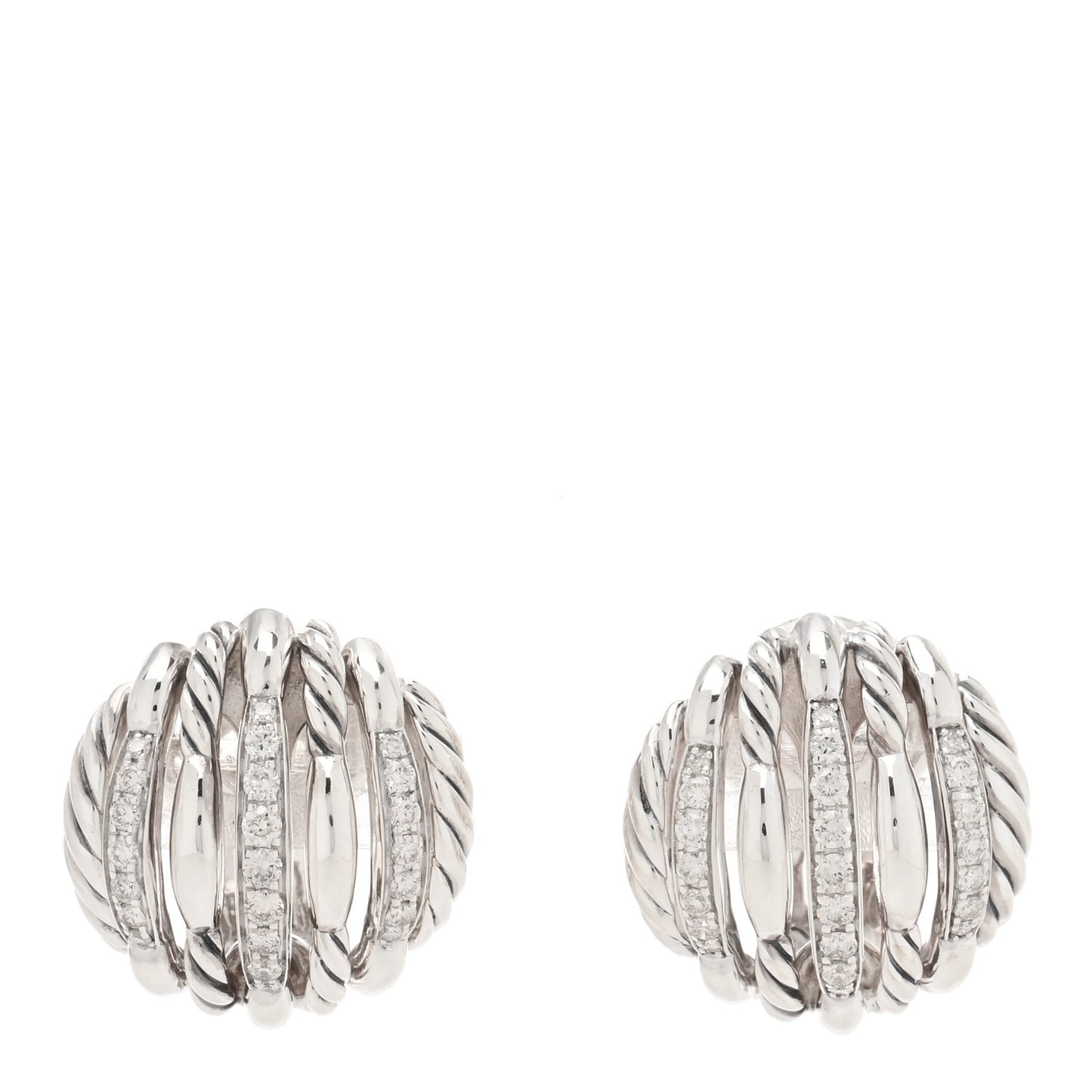 Sterling Silver Diamond Tides Stud Earrings