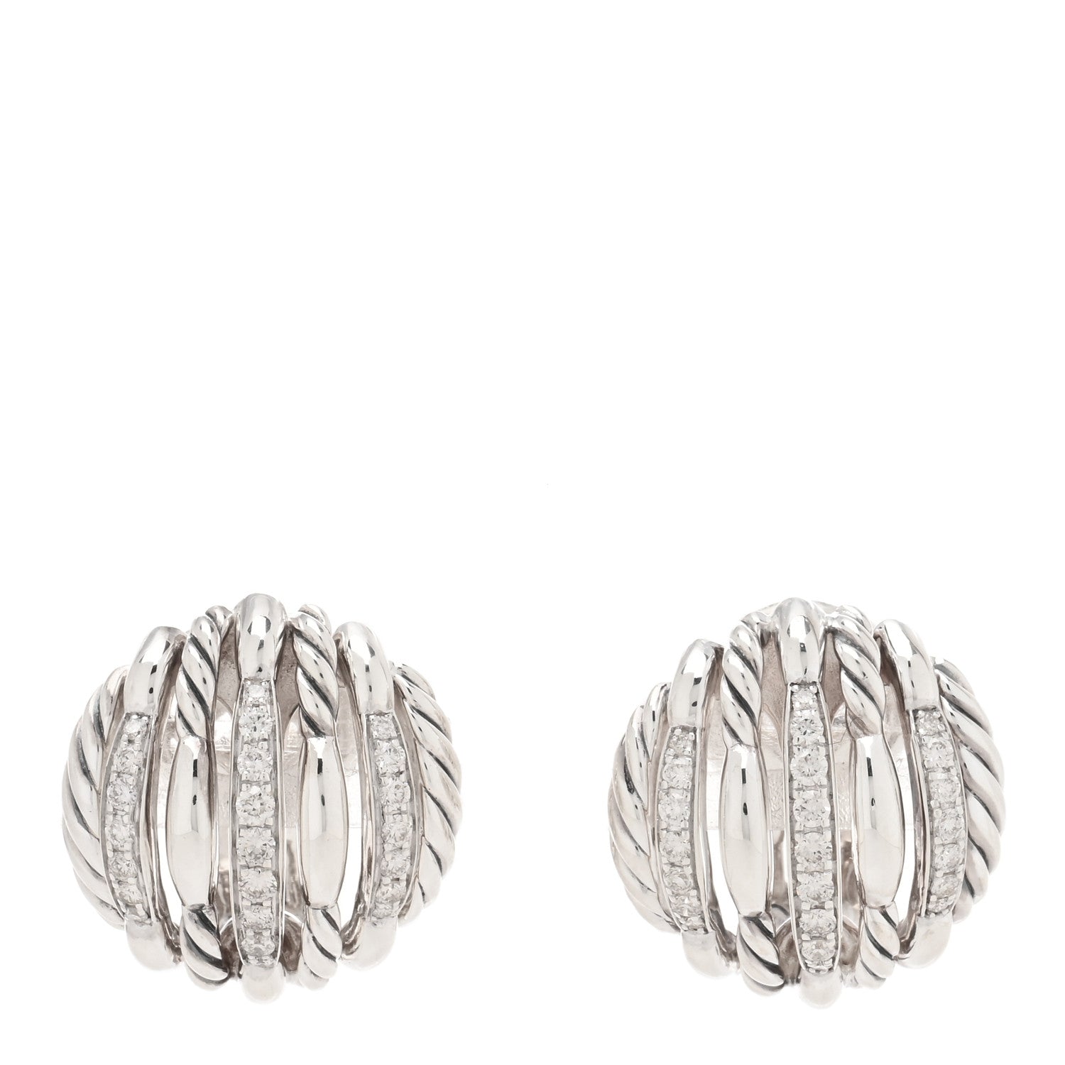 David Yurman Sterling Silver Diamond Tides Stud Earrings 1 of 4