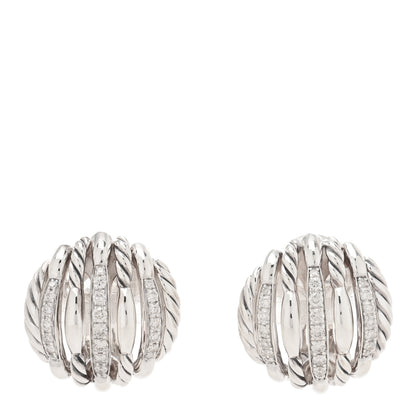 David Yurman Sterling Silver Diamond Tides Stud Earrings 1 of 4