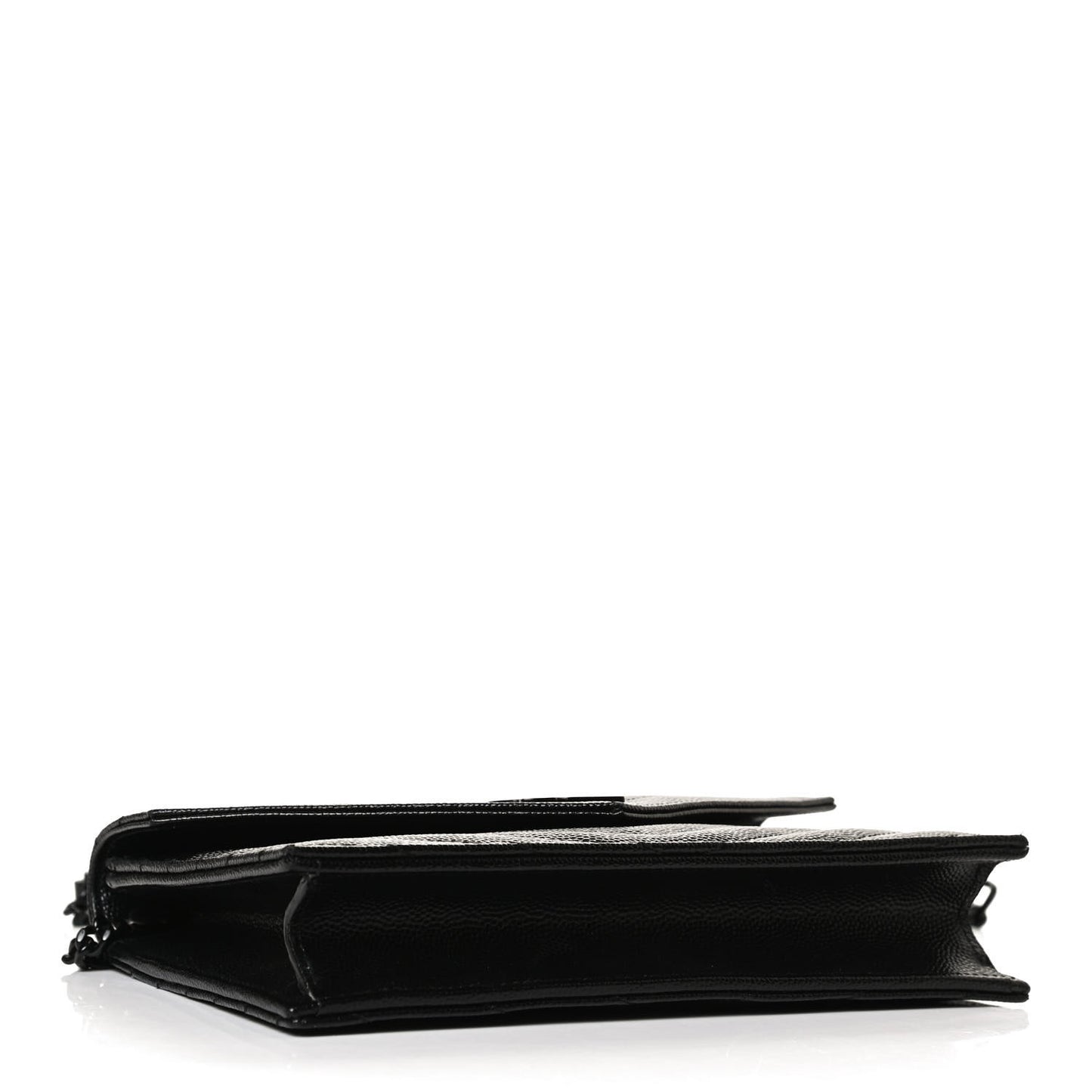 Grain De Poudre Matelasse Chevron Monogram Monochrome Envelope Chain Wallet Black