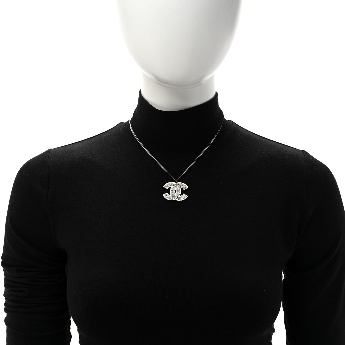 Crystal Heart CC Necklace Silver