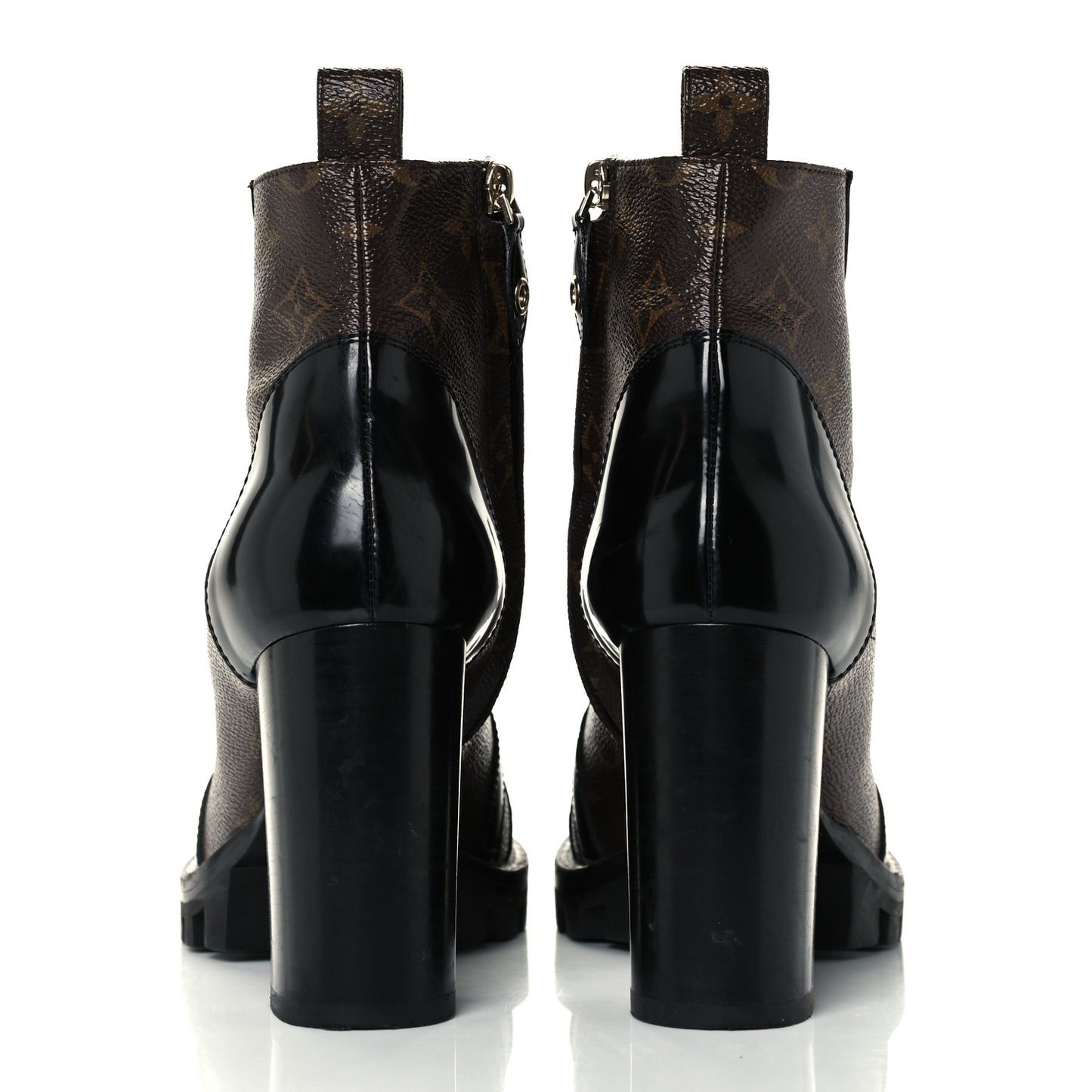 Patent Calfskin Monogram Star Trail Ankle Boots 39 Black